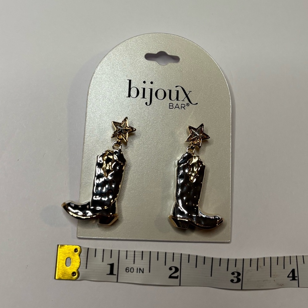 Bijoux Bar two-tone Cowboy Boot Earrings | NEW WITH TAGS